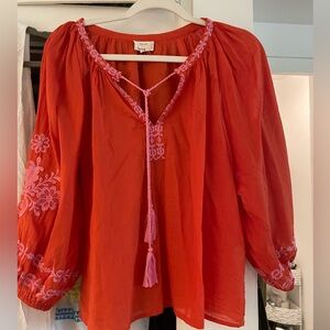 NEW Orange and Pink  Embroidered Boho Top
